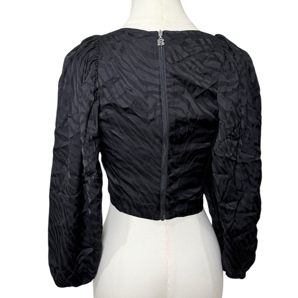 NWT Rotate Birger Christensen Irina Zebra Jacquard Crop Top Puff Sleeve Size 4 - Picture 6 of 14